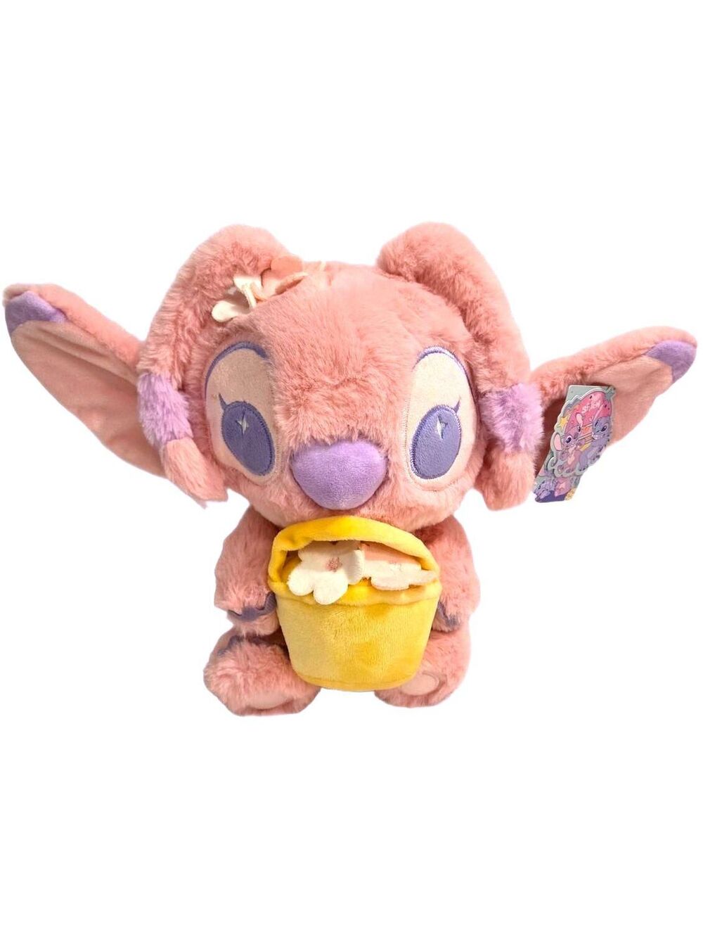 MINISO Disney Angel Plush Pink 3D Flower Bucket Spectrum Collection NWT